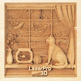 Wood Engraving 3D Cat
