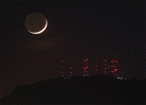Crescent Moonset Behind South Mountain Towers -- May 25, 2020