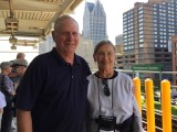 Us waiting for People Mover at Ren Center stop
