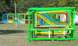 Empty carnival stands, Lockhart, Texas
