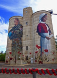 Devenish, painted grain silos