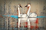 Two Swans A-swimming (Burnt Edges) DSCN05355