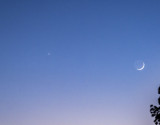 Mars, Venus and the Waxing Crescent Moon setting