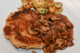 Chicken Schnitzel with Mushroom, Pancetta and Madeira Sauce