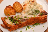 Roast Pork Belly with Hasselback Potatoes