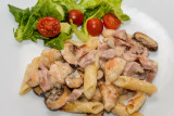 Baked Penne with Bacon and Mushrooms