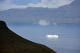 M/S Norröna, Smyril-Line Ferry headed to Iceland through the channel between Eysturoy and Kalsoy