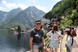 Max with Asian tourists at the most famous viewpoint in Hallstatt