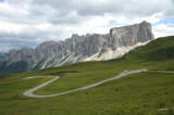 The road leading ups to Giau Pass with Lastoni di Formin