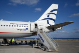 Aegean A321 (SX-DGS) unloading in Santorini