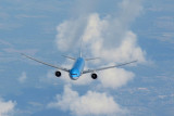 KLM B777 in flight over Europe