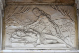 Sculpture relief - Delilah cutting the hair of Samson, depriving him of his strength, Freta 3, Warsaw
