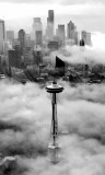 Vintage Seattle and Space Needle in Fog, Seattle, Washington 185