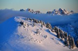 Evening light on Lennox Mountain, Chimney Rock, Overcoat Peak, Lemah Mountain, Cascade Mountains 567 