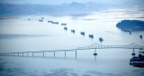 Cargo Ships waiting at Port of Astoria, Astoria, Oregon and Washington 166