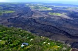 New Lava Flow and Field through Leilani Estates, Around Puna Geothermal Plant and Green Mountain, over Vacationland area, Pahoa,