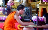 Monk in Ordination Hall, Wat Arun Temple, Bangkok, Thailand 595