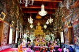 Golden Sitting Buddha in Ordination Hall, Wat Arun Temple, Bangkok, Thailand 598 