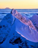 Magic hour over Three Fingers and Mt Rainier, Cascade Mountains, Washington 511