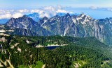 Sunset Lake on Burley Mountain, L-R Merchant Peak, Wing Peak, Tailgunner, Gunn Peak, Gurnshy Peak, Jumpoff Ridge, Cascade Mounta