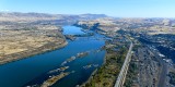 The Dalles Dam, The Dalles Bridge, Columbia River, Lake Celilo, Columbia River Gorge National Scenic Area, Washington and Oregon
