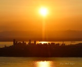 Golden Sunset on Seattle, Lake Washington, Puget Sound, and Olympic Mountains, Washington 750 