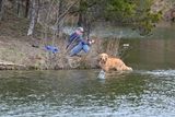 Neighbor with his Dog Fishing