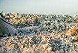 Amman, Jordan, Skyline with Construction Workers Tent