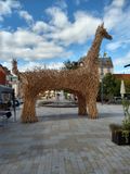 2025/09/03: Brontoraffe-poodle cross on the square in Saverne