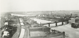 The South canal and former B&L train bridge across the Merrimack