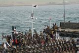 Up Helly Aa the galley at the harbour
