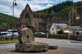 Tintern Abbey in its modern surrounds.