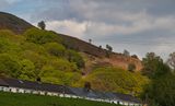 Terrace houses and mountain.