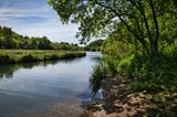 Riverbank shadows.