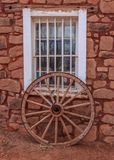 Wagon wheel in front of the Trading Post in Hubbell Trading Post NHS