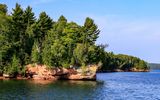 Rocky outcropping along the shoreline of Hermit Island in Apostle Islands NL