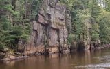 Huge stone cross, St. Croix, for which the river was named, in St. Croix NSR