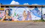 Left half of a cultural mural in Las Cruces New Mexico
