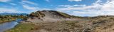 Panorama of Waitohu Stream and dunes to beach