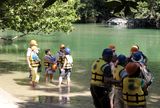 Waiting at boat launch for cave tour