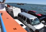 Our camper and van heading back to the mainland