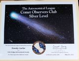 Got My Certificate for Comet Observers today. Certificate No. 133.