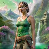 Jennifer Lawrence as Tombraider in the Jungle by an Old Temple 4.jpg