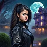 Selena Gomez in Victoriaanse Cyberpunk clothes in a Cyberpunk mystic World 2.jpg