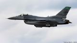 F-16 with Electronic Countermeasures (ECM) Jammer Pod on center mount