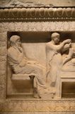 Istanbul Archaeological Museum Satrap Sarcophagus Short side Satrap banqueting with wife 4017.jpg