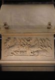 Istanbul Archaeological Museum Lycian sarcophagus Long side with Lion hunt from a quadriga 4007.jpg