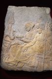 Istanbul Archaeology Museum Relief of Asclepios and Hygieia, Marble, Late 5th C BCE Therme (Greece) 3608.jpg