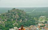 View from Vindhyagiri Hill - Vindhyagiri Hill - Shravanabelagola below and the palm plantings to the horizon - India-2-0912