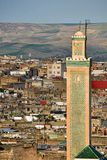 Roof-top view of Fez - The minaret of al Qaraouyine Mosque - Moroc-3578
